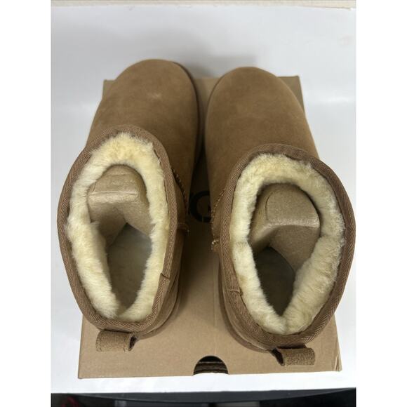 UGG Classic Ultra Mini Platform Chestnut Size 10 Boots 1116109 Booties Wool - Picture 8 of 16